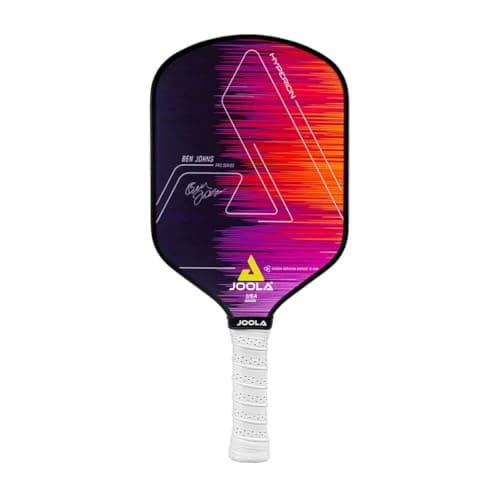 Pickleball-Schläger JOOLA Hyperion mit lila-orangem Muster und weißem Griff, Frontansicht