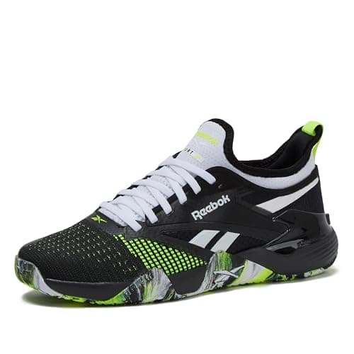 Reebok Herren Nano Court Sport Pickleball Schuhe, Footwear White/Black/Digital Lime, 9.5