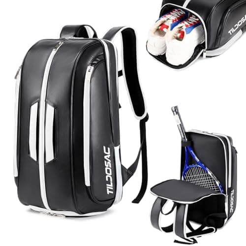 TILDOSAC Tennistasche Schlägertasche für Tennis Padel, große Sport Pickleball Tasche für Männer Frauen mit Schuhfach, Laptop Sleeve, Zaun Haken, Ball Sleeve