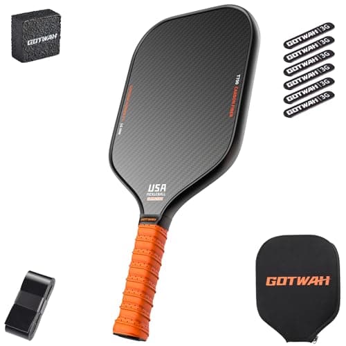 GOTWAH P1 Pickleball Schläger, 3K+T700 Pickleball racket Paddel Set, USAPA-zugelassener Pickleballschläger für Power und Kontrolle, 16 mm Polymer-Wabenkern, strukturierte Karbon-Körnung-Oberfläche für