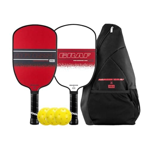JOOLA Agassi/GRAF Champion Set - 2 Pickleball Schläger, 3 Bälle und Sling Bag - New Agassi Shape - Sandgestrahlte Oberfläche - UPA-A Zertifiziert - USA Pickleball genehmigt