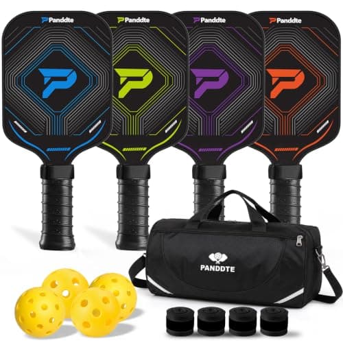 Panddte Pickleball Schläger Set, Leichte Carbonfaser Schläger 4er Set