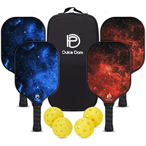 DULCE DOM Pickleball Schläger Set 4er mit 4 Bällen und Tasche