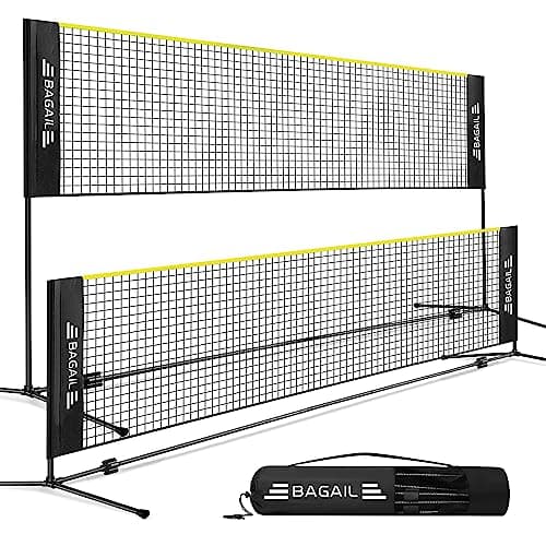 BAGAIL Badmintonnetz, faltbares Nylonnetz, höhenverstellbarer Ständer und Tragetasche, leicht auf- und abbaubar, Ideales Sportnetz für Tennis, Badminton oder Volleyball